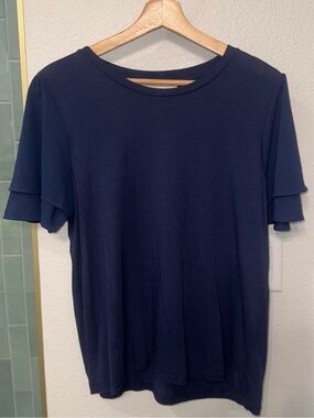 NWT Michael Kors Navy Blue Top with tiered Sleeves